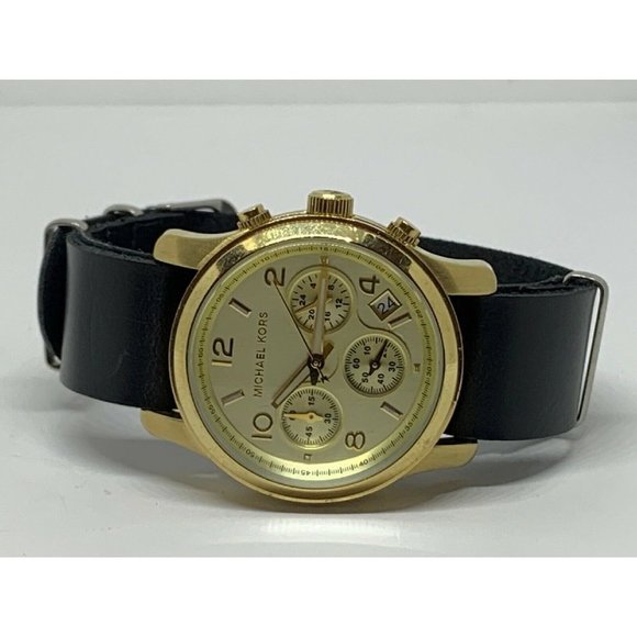 Michael Kors MK5055 Unisex Black Leather Analog Go main image 4